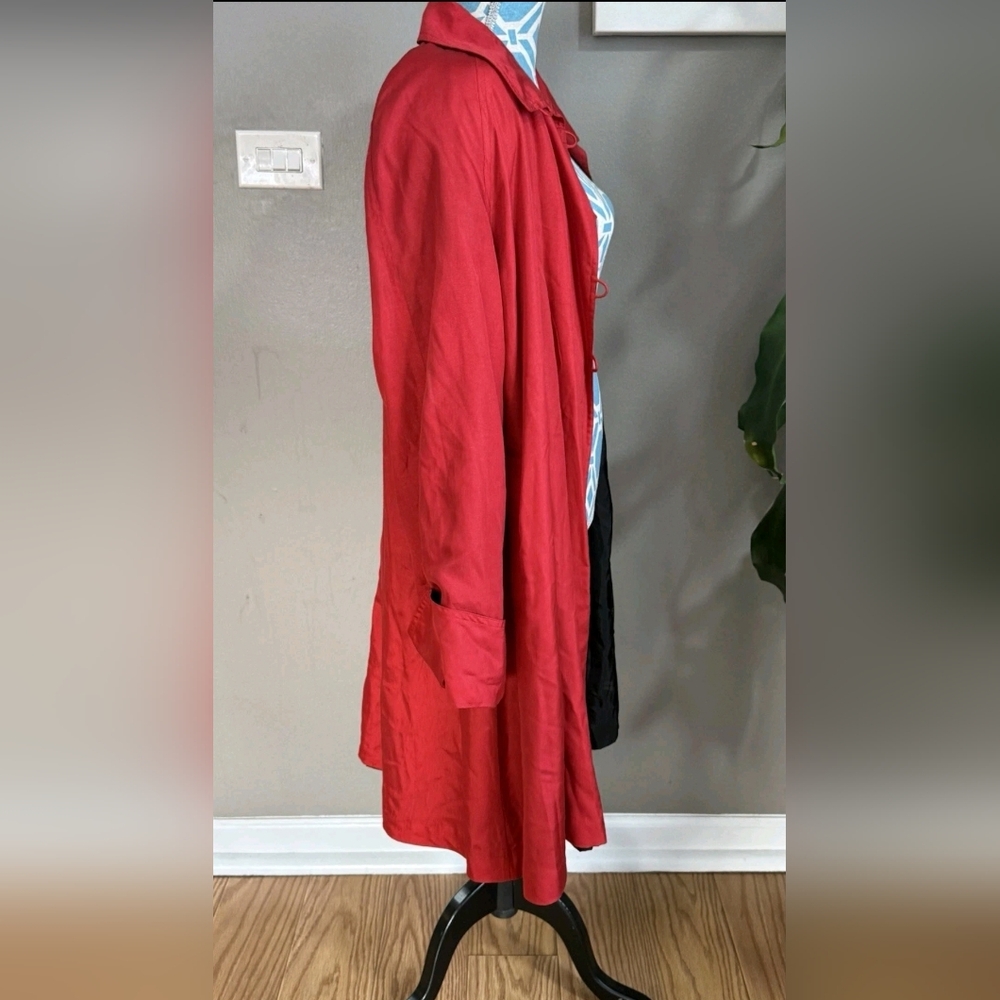 Dennis by Dennis Basso Red Swing Coat Women’s Sz Large - Picture 3 of 6